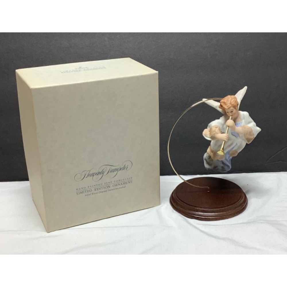 Heavenly Trumpeter Angel 1985 Hallmark Porcelain Limited Edition Ornament Stand